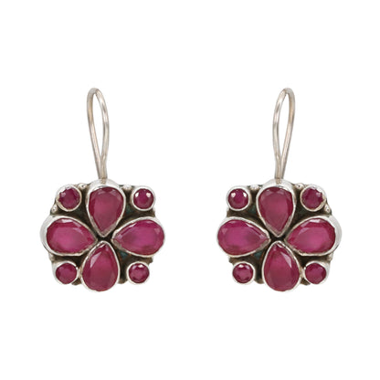 Ruby Bloom Silver Stud Drops