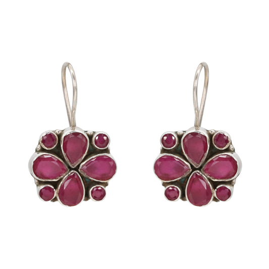 Ruby Bloom Silver Stud Drops