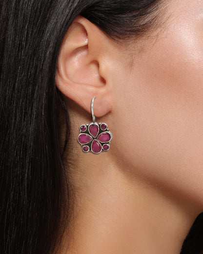 Ruby Bloom Silver Stud Drops