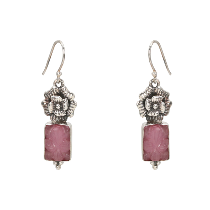 Floral Bloom Silver Drop Earrings