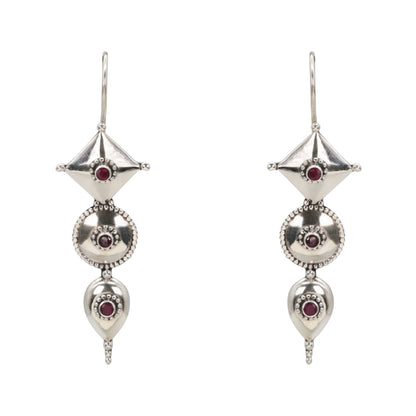 Tribal Gem Silver Earrings