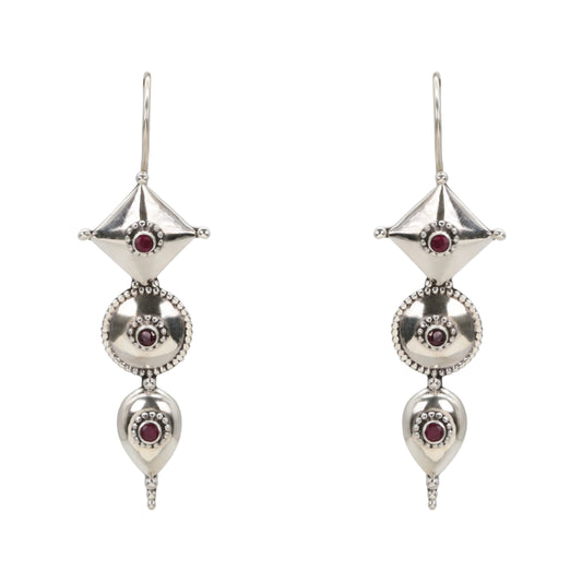 Tribal Gem Silver Earrings