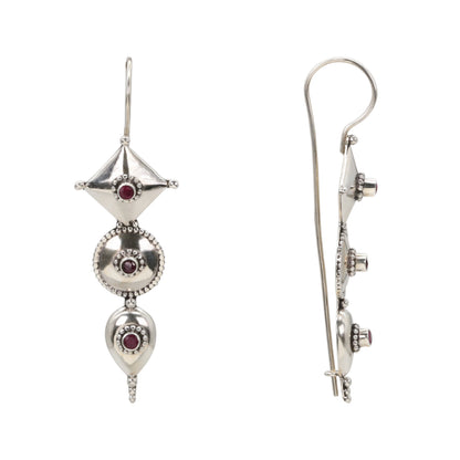 Tribal Gem Silver Earrings