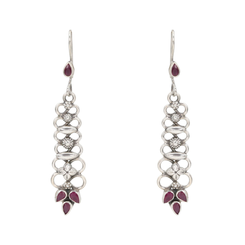 Scrollwork Ruby Danglers