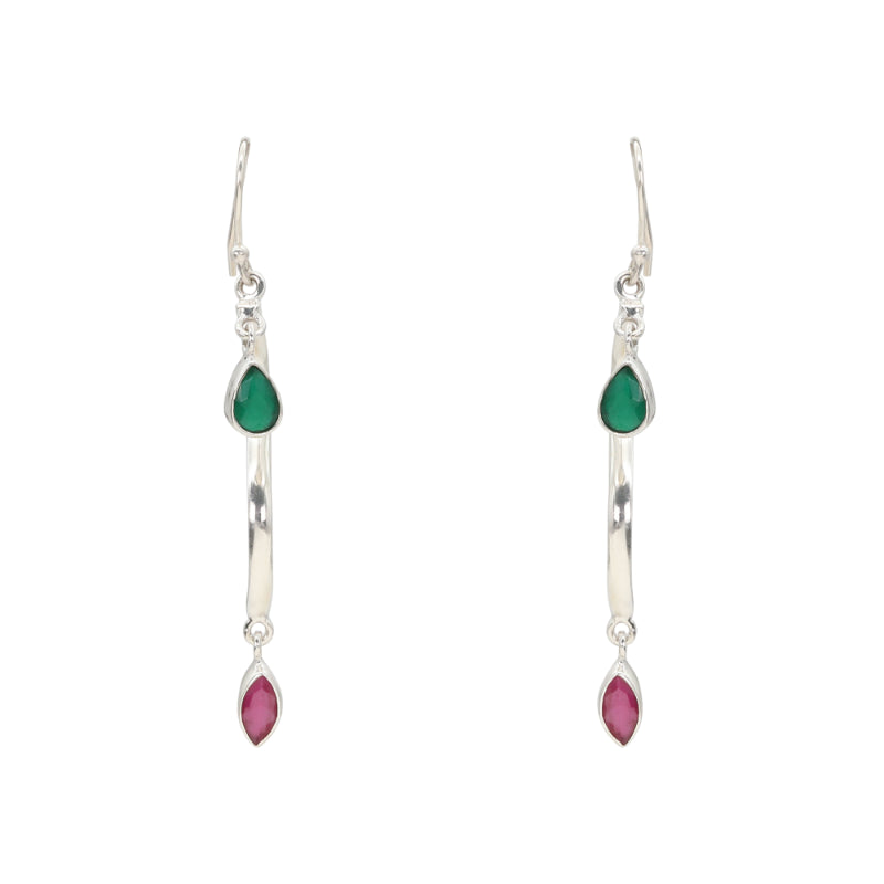 Veridian Flame Silver Drop Earrings