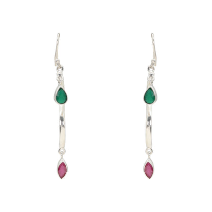 Veridian Flame Silver Drop Earrings