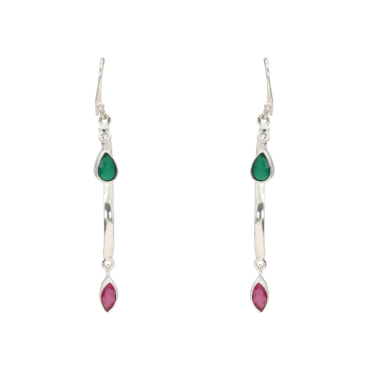 Veridian Flame Silver Drop Earrings
