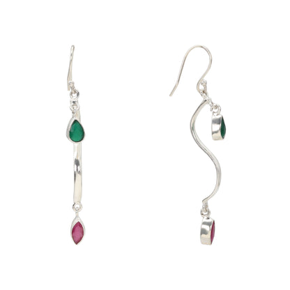 Veridian Flame Silver Drop Earrings