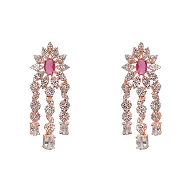 Rose Plated Sterling Silver Dangle Earrings