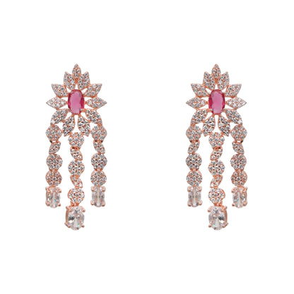 Rose Plated Sterling Silver Dangle Earrings