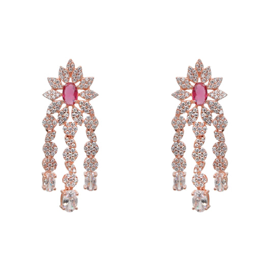Rose Plated Sterling Silver Dangle Earrings