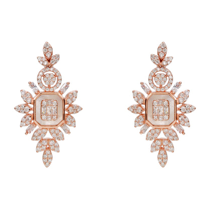 Rose Plated Sterling Silver Drop Earrings