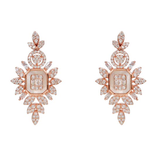 Rose Plated Sterling Silver Drop Earrings