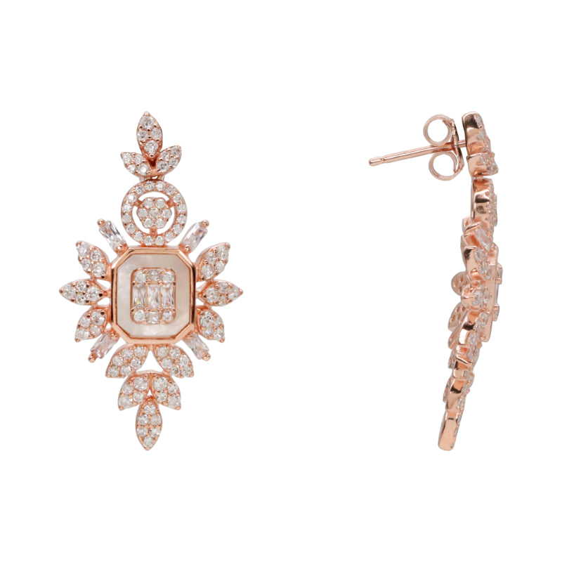 Rose Plated Sterling Silver Drop Earrings