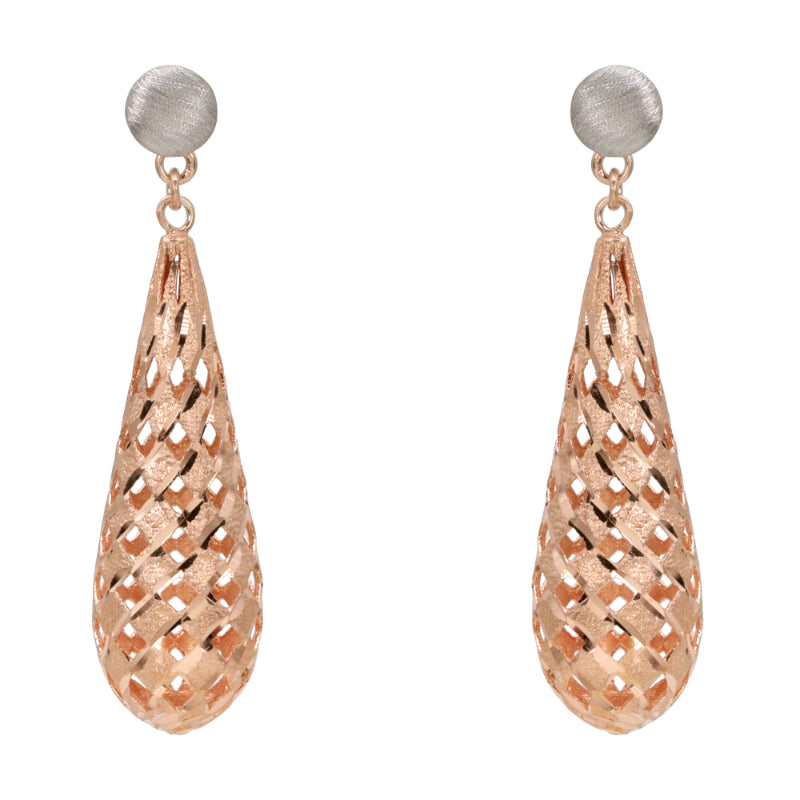 Two-Tone Openwork Teardrop Earrings