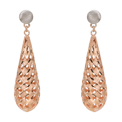 Two-Tone Openwork Teardrop Earrings