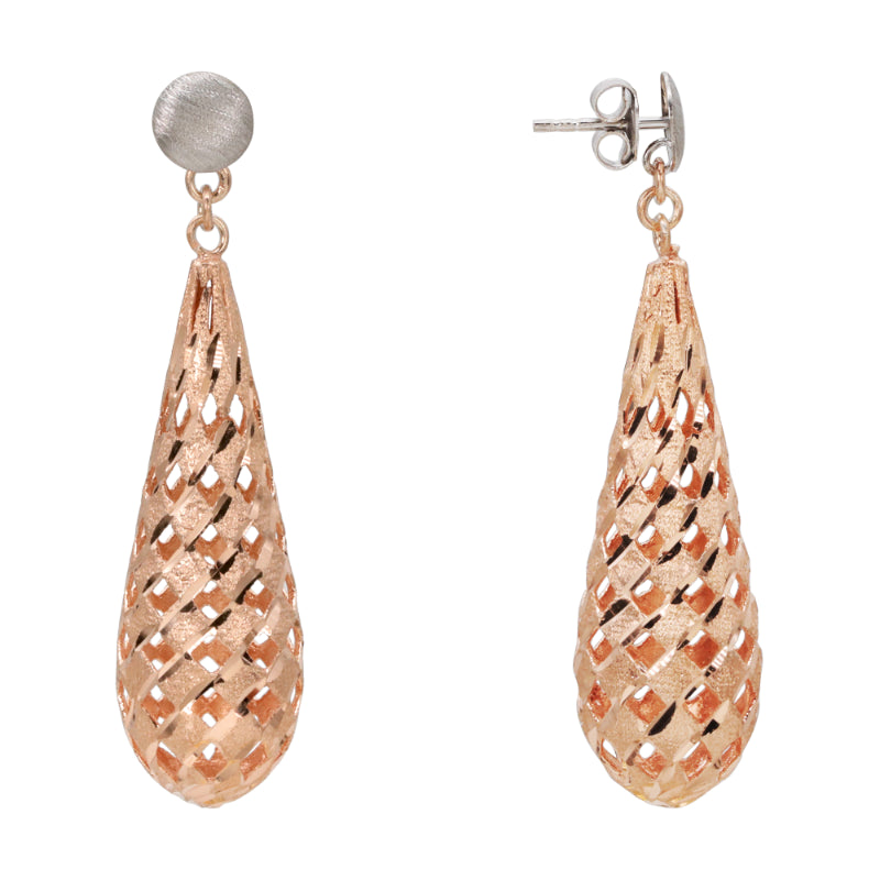 Two-Tone Openwork Teardrop Earrings