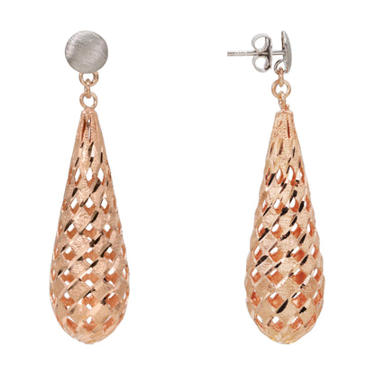 Two-Tone Openwork Teardrop Earrings