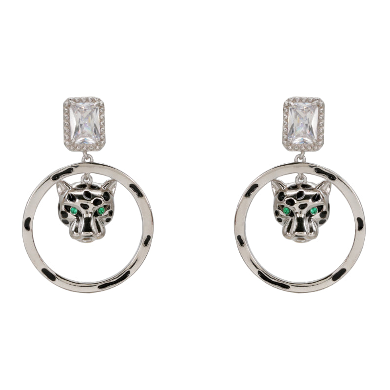 Sterling Silver Panther Earrings