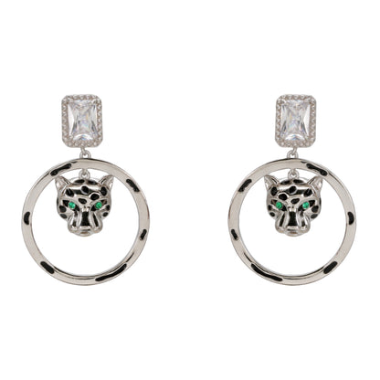 Sterling Silver Panther Earrings