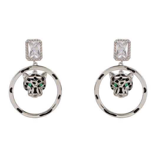 Sterling Silver Panther Earrings