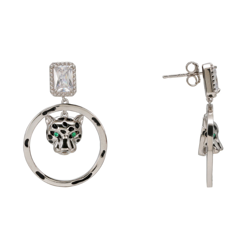 Sterling Silver Panther Earrings