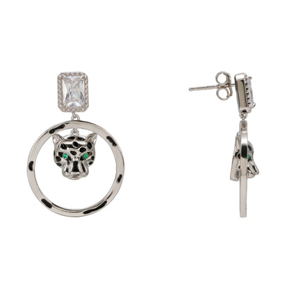 Sterling Silver Panther Earrings