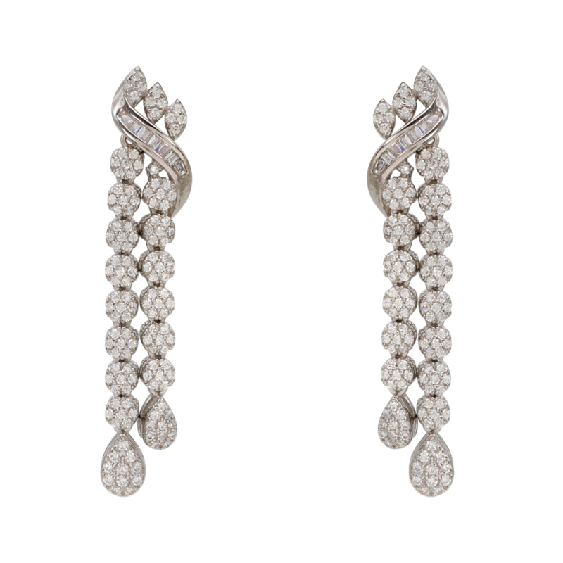 Sterling Silver Cascading Cubic Zirconia Drop Earrings