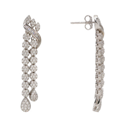 Sterling Silver Cascading Cubic Zirconia Drop Earrings