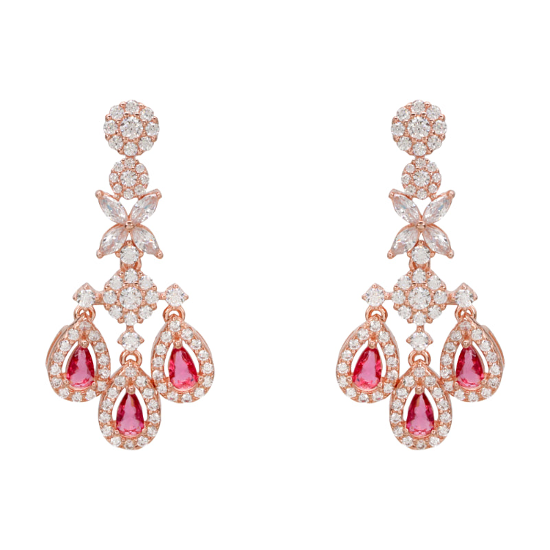 Rose Plated Sterling Silver Drop Earrings