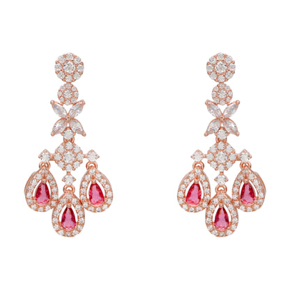 Rose Plated Sterling Silver Drop Earrings