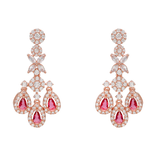 Rose Plated Sterling Silver Drop Earrings