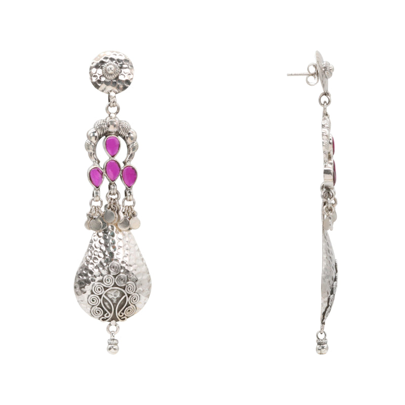 Antiqued Ruby Cascade Jhumkis