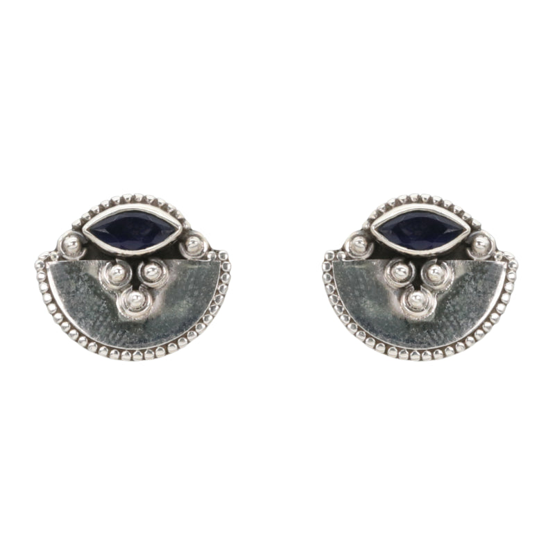 Indigo Crescent Stud Earrings