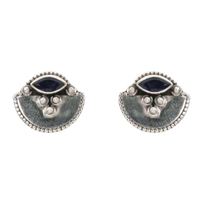 Indigo Crescent Stud Earrings