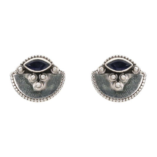 Indigo Crescent Stud Earrings