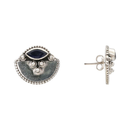 Indigo Crescent Stud Earrings