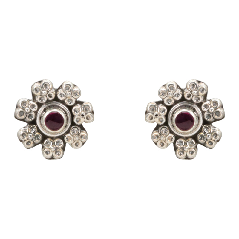 Ruby Blossom Stud Earrings