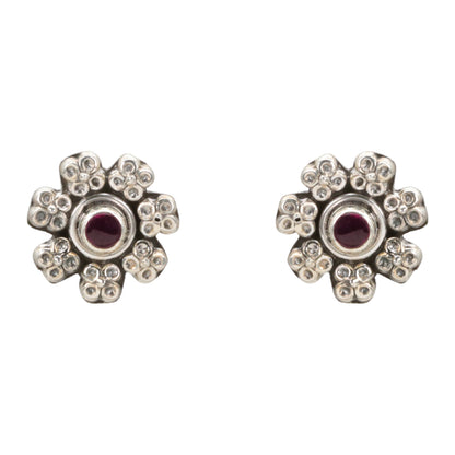 Ruby Blossom Stud Earrings