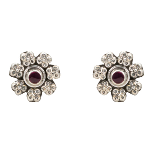 Ruby Blossom Stud Earrings