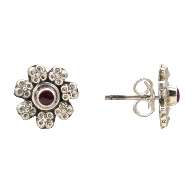 Ruby Blossom Stud Earrings