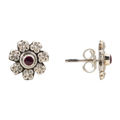 Ruby Blossom Stud Earrings