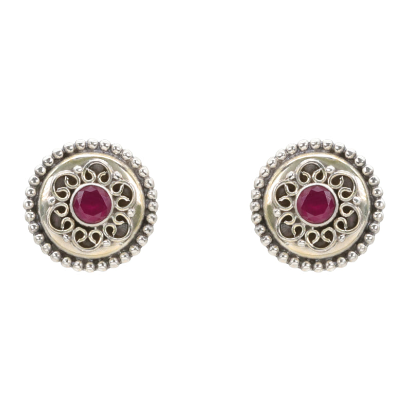 Maroon Medallion Earrings