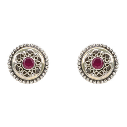 Maroon Medallion Earrings