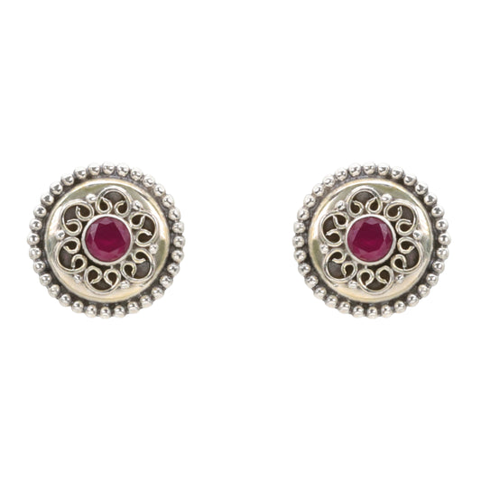Maroon Medallion Earrings