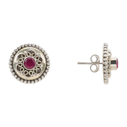 Maroon Medallion Earrings