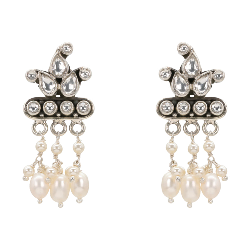 Regal CZ & Pearl Dangle Earrings