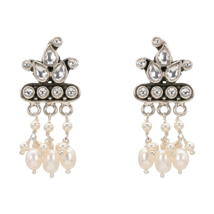 Regal CZ & Pearl Dangle Earrings
