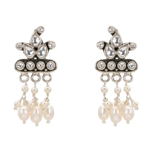 Regal CZ & Pearl Dangle Earrings