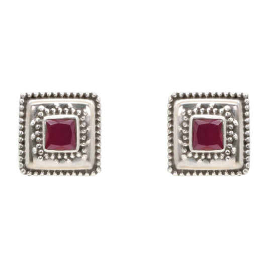 Crimson Square Earrings
